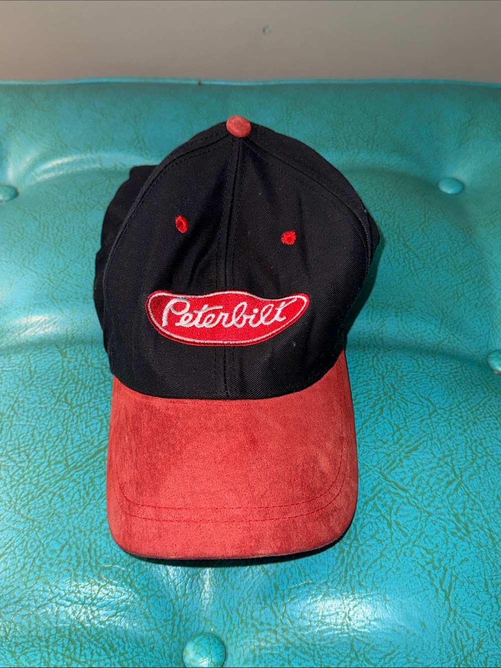 Peterbilt red and black trucker cap hat adjustable back